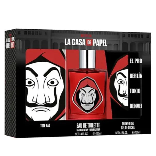 Coffret Airval La Casa de Papel Eau de Toilette, Gel Douche et Sac